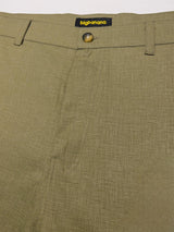 Men Plus Size Pristine-Olive Textured Formal Pants