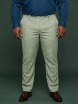 Men Plus Size Pristine-Sea Green Textured Formal Pants