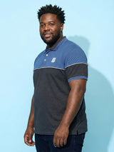 Men Plus Size Propulse-Grey Striped Polo Tshirt