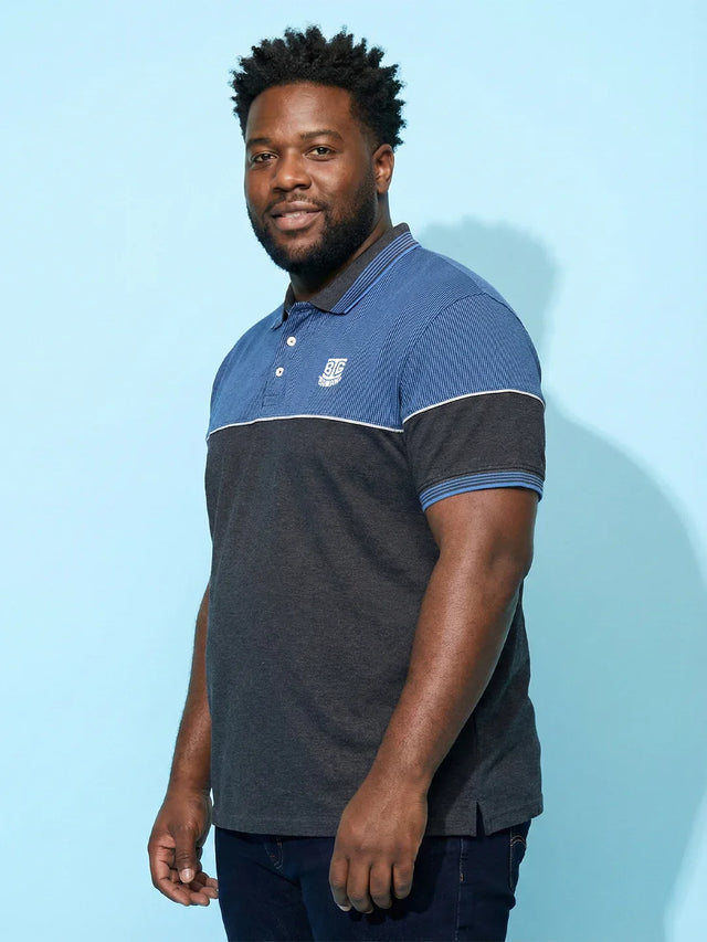 Men Plus Size Propulse-Grey Striped Polo Tshirt