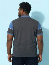 Men Plus Size Propulse-Grey Striped Polo Tshirt