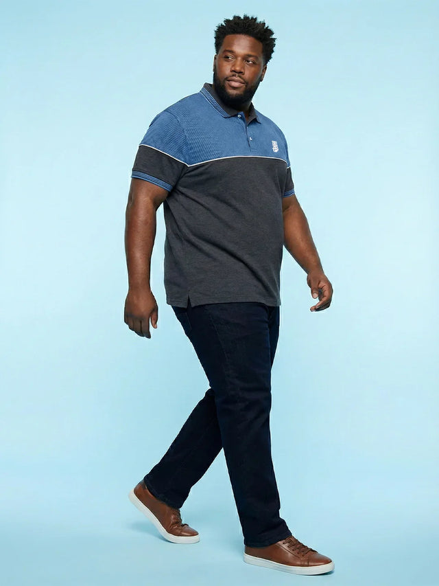 Men Plus Size Propulse-Grey Striped Polo Tshirt