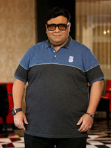 Men Plus Size Propulse-Grey Striped Polo Tshirt