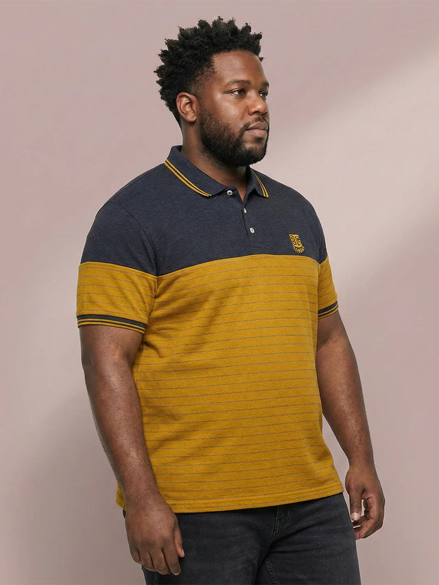 Men Plus Size Propulse-Yellow Colorblock Polo Tshirt