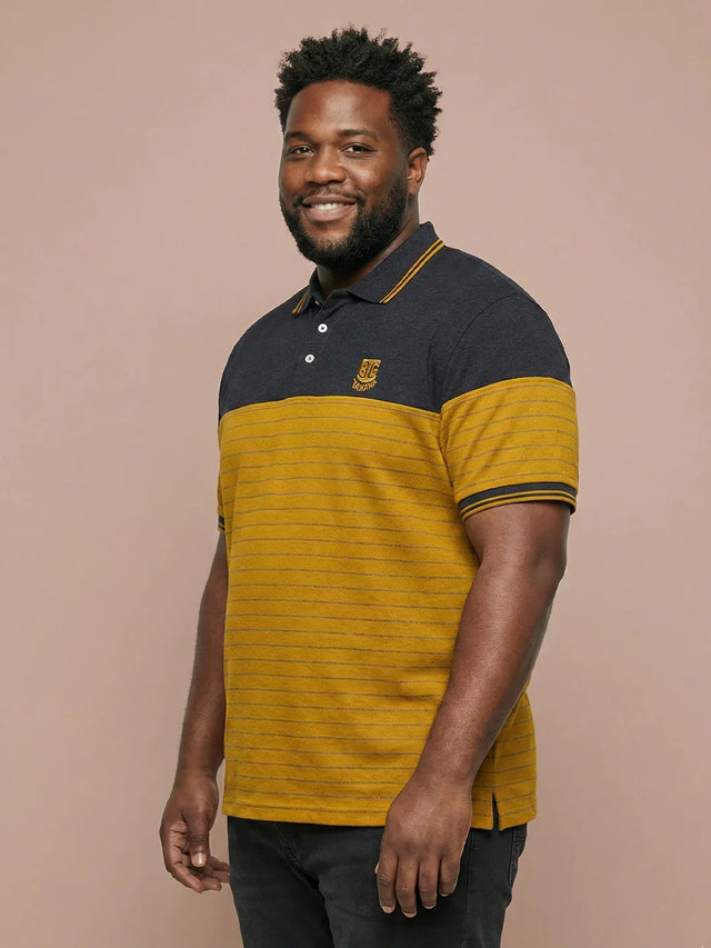 Men Plus Size Propulse-Yellow Colorblock Polo Tshirt