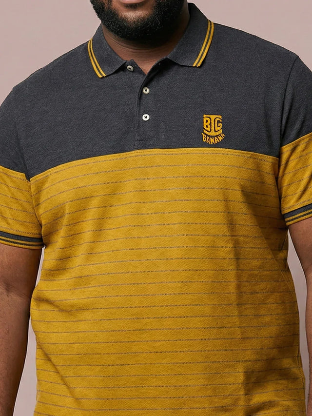 Men Plus Size Propulse-Yellow Colorblock Polo Tshirt