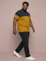Men Plus Size Propulse-Yellow Colorblock Polo Tshirt