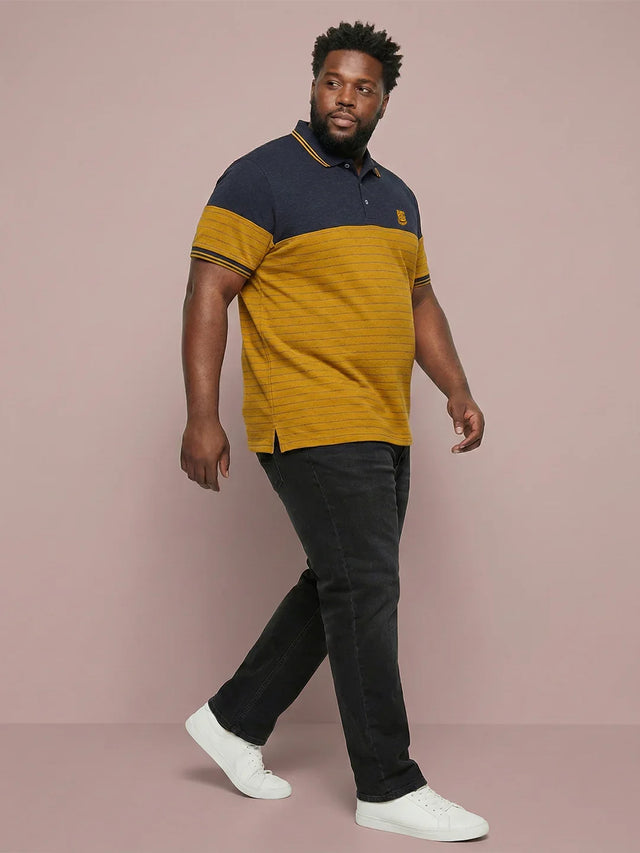 Men Plus Size Propulse-Yellow Colorblock Polo Tshirt