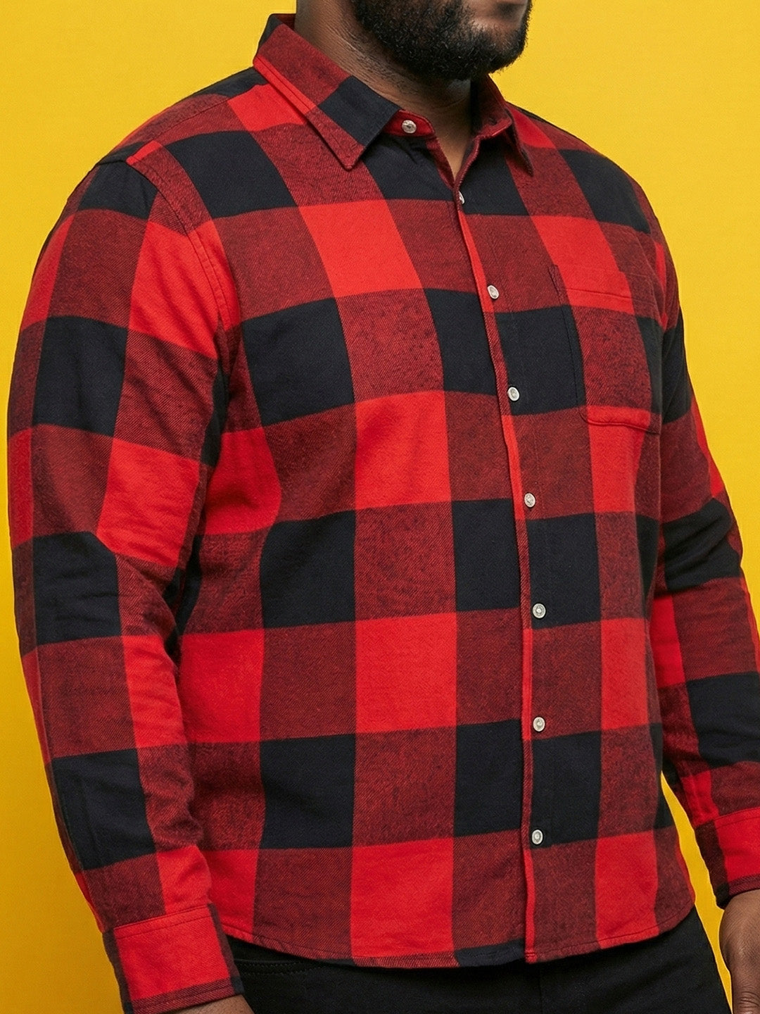 Men Plus Size Pulse Multicolor Checkered Casual Shirt