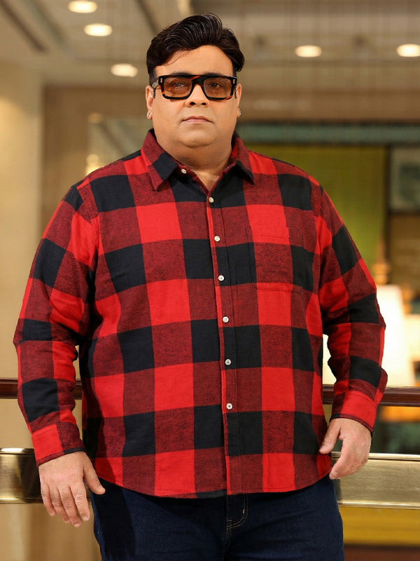 Men Plus Size Pulse Multicolor Checkered Casual Shirt