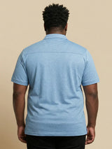 Men Plus Size Prussian Blue Self Design Casual Shirt