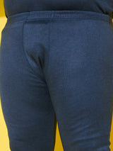Men Plus Size Pyre-Blue Solid Thermal Bottom