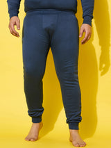 Men Plus Size Pyre-Blue Solid Thermal Bottom