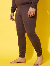 Men Plus Size Pyre-Brown Solid Thermal Bottom