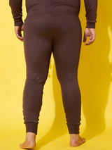 Men Plus Size Pyre-Brown Solid Thermal Bottom