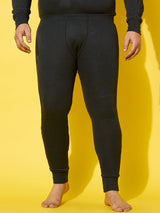 Men Plus Size Pyre-Dark Grey Solid Thermal Bottom