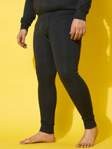 Men Plus Size Pyre-Dark Grey Solid Thermal Bottom