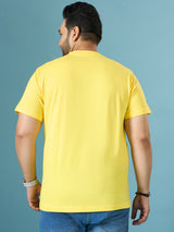 Men Plus Size Quest Yellow Printed Round Neck Tshirt