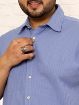 Men Plus Size Quolux Blue Solid Shirt - bigbanana