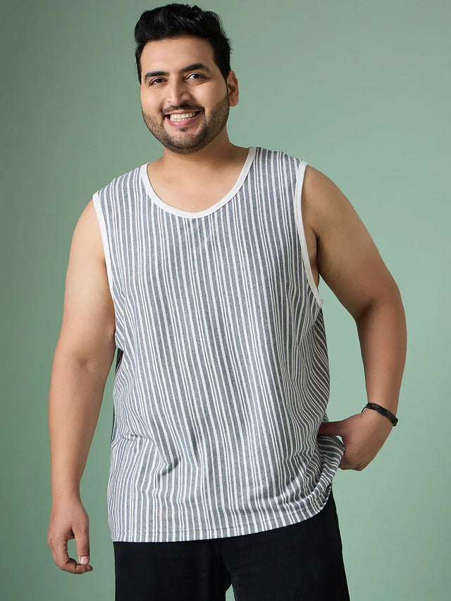 Men Plus Size Rain White Solid Vest - bigbanana