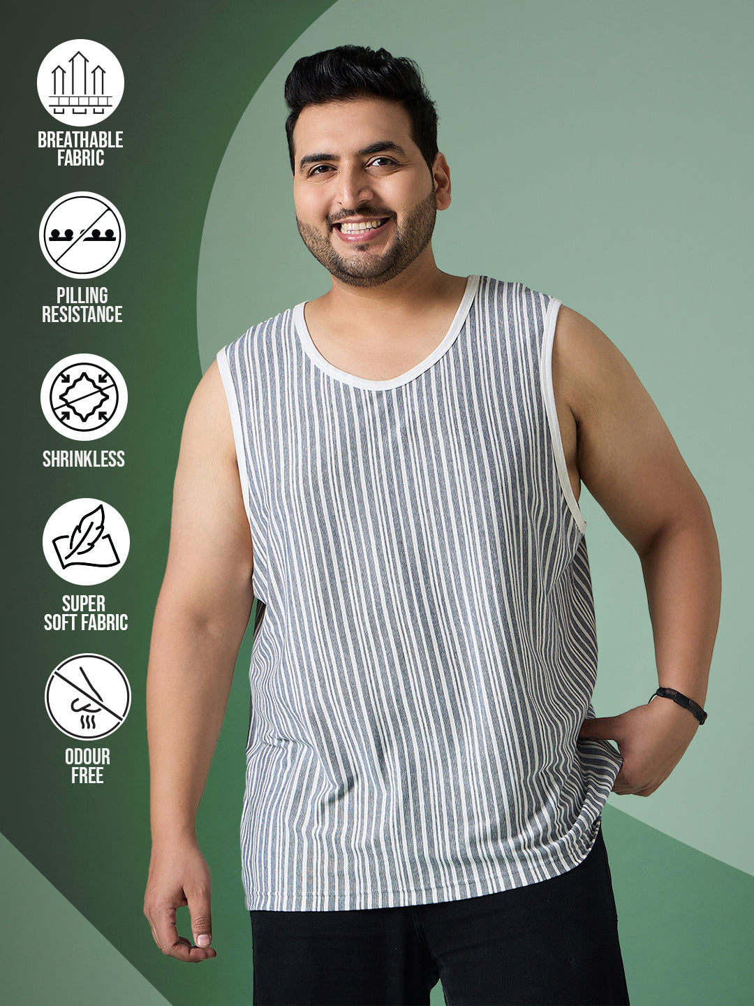 Men Plus Size Rain White Solid Vest
