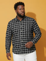 Men Plus Size Raven Multicolor Checkered Casual Shirt