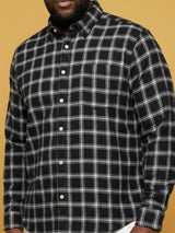 Men Plus Size Raven Multicolor Checkered Casual Shirt