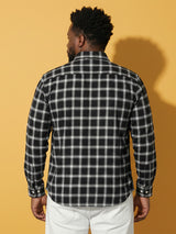 Men Plus Size Raven Multicolor Checkered Casual Shirt