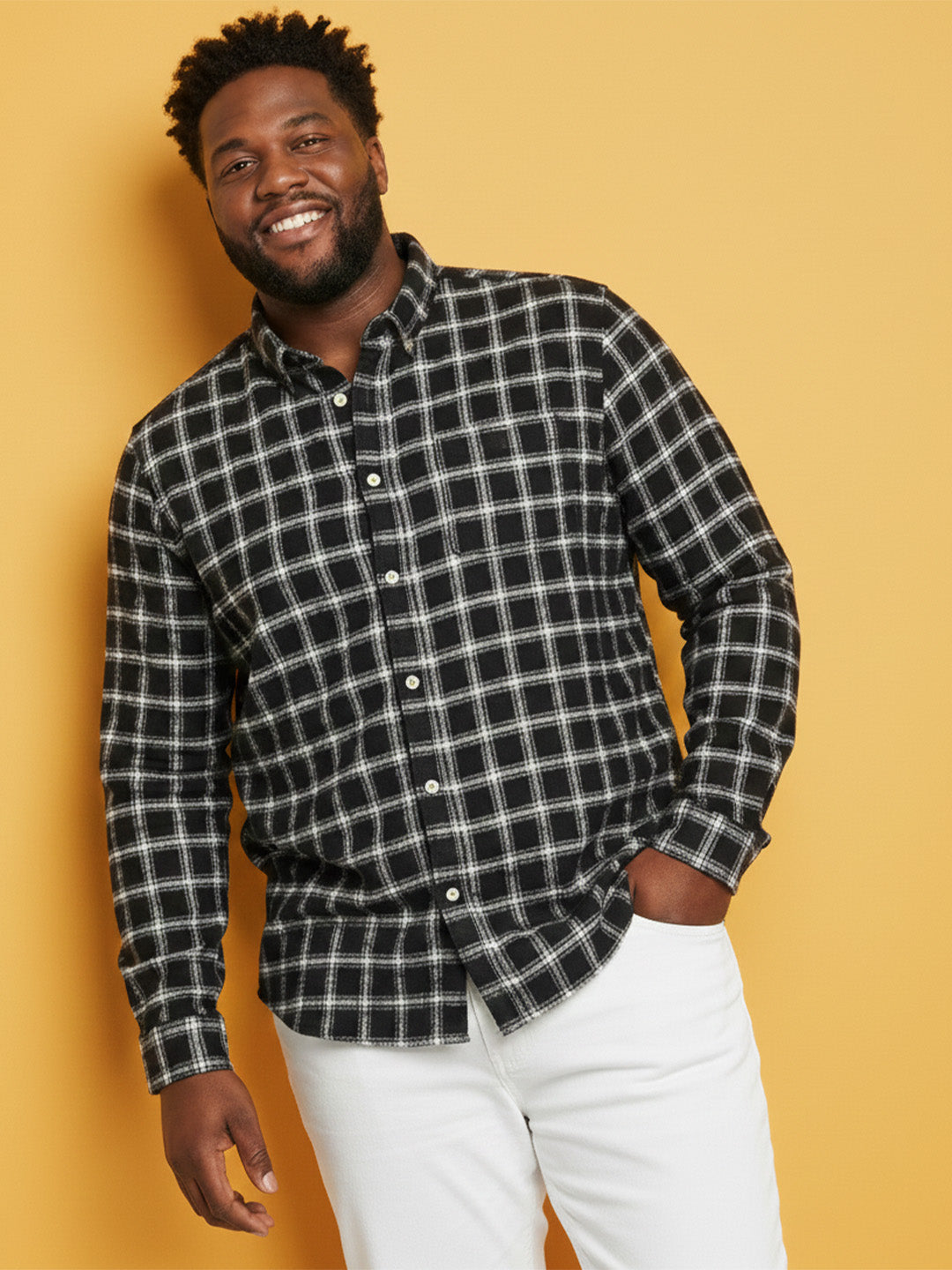 Men Plus Size Raven Multicolor Checkered Casual Shirt