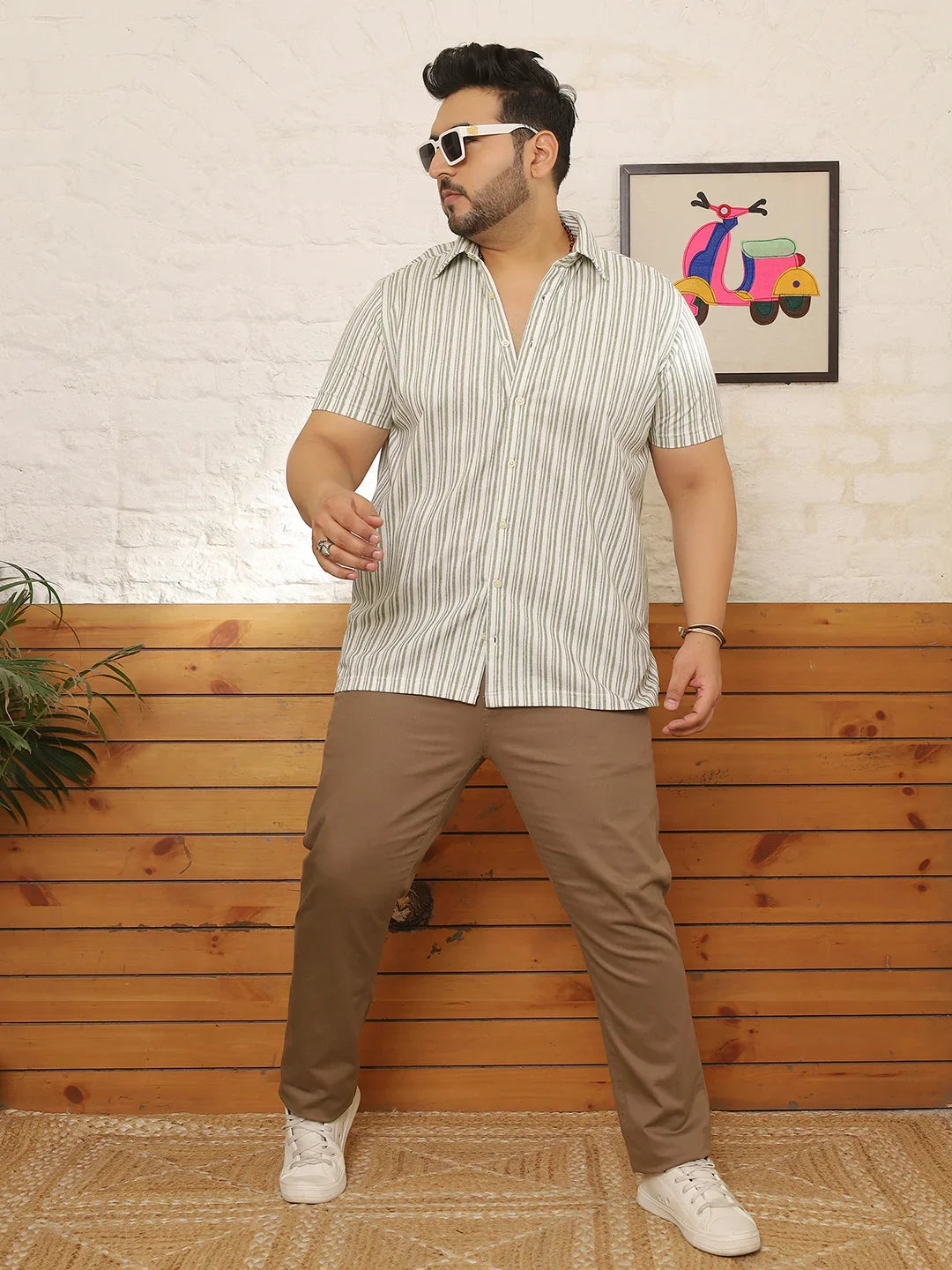 Men Plus Size Rawden Multicolor Striped Shirt