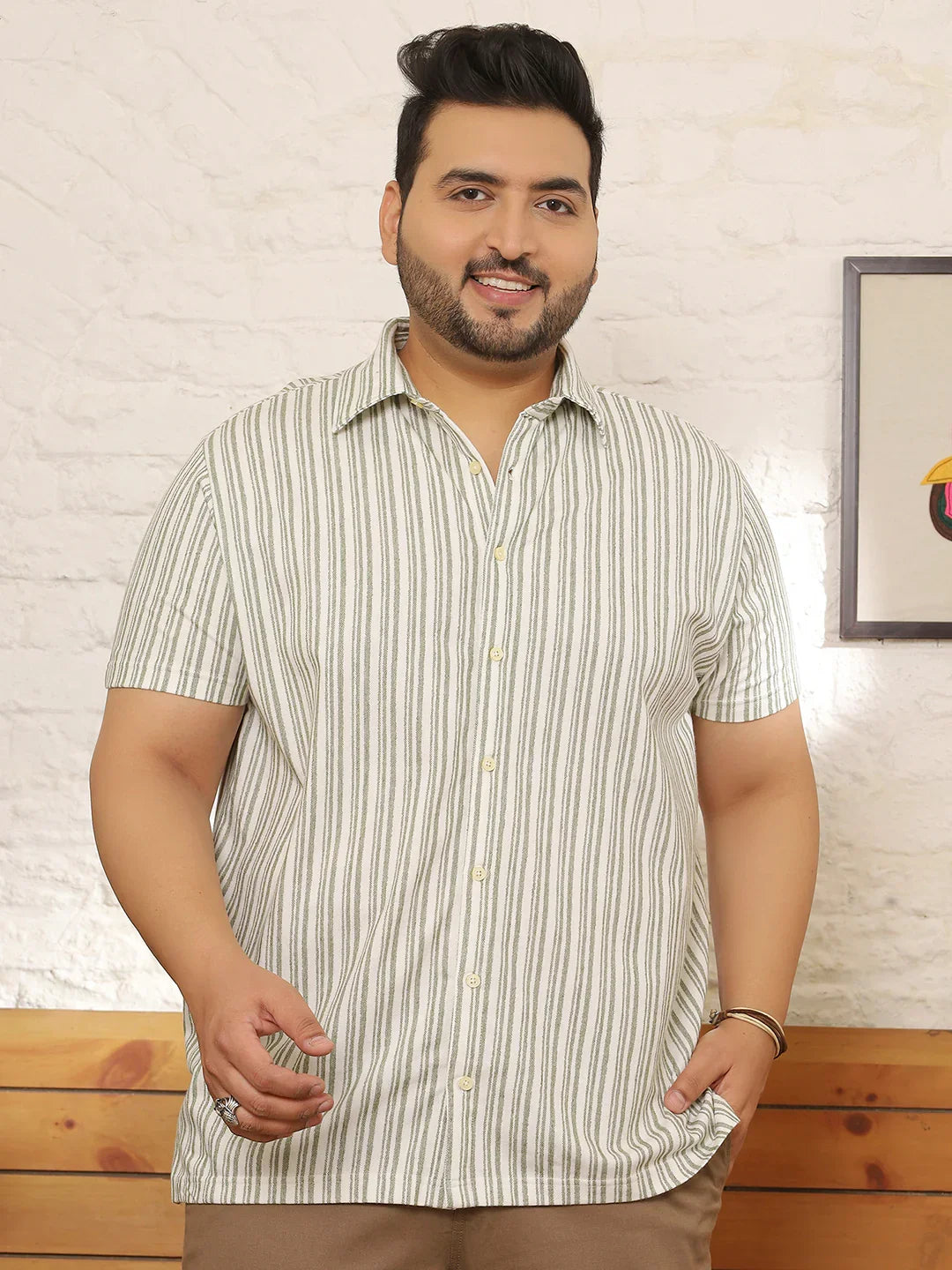 Men Plus Size Rawden Multicolor Striped Shirt