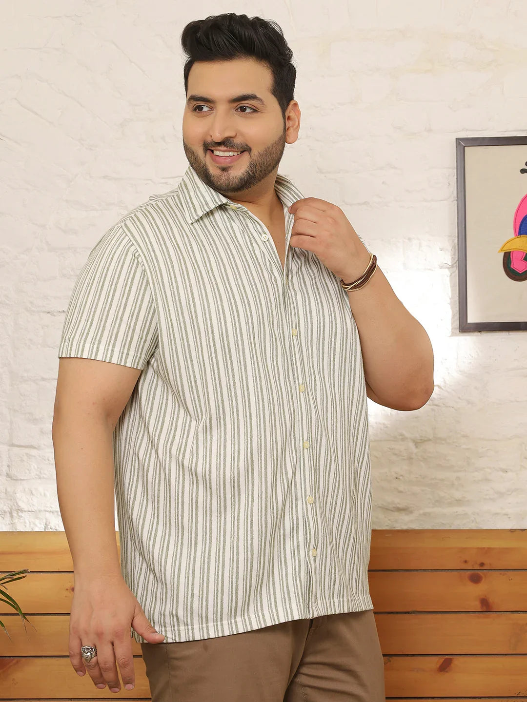 Men Plus Size Rawden Multicolor Striped Shirt