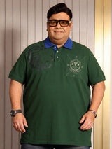 Men Plus Size Regal Green Printed Polo Tshirt