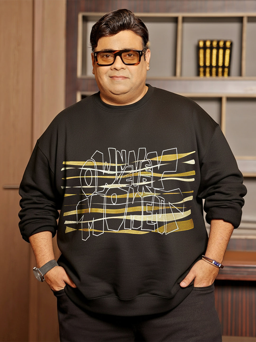 Men Plus Size Reign Black Printed Sweatshirt