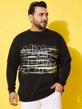Men Plus Size Reign Black Printed Sweatshirt