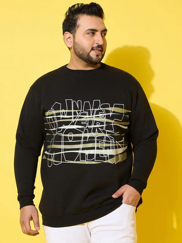 Men Plus Size Reign Black Printed Sweatshirt