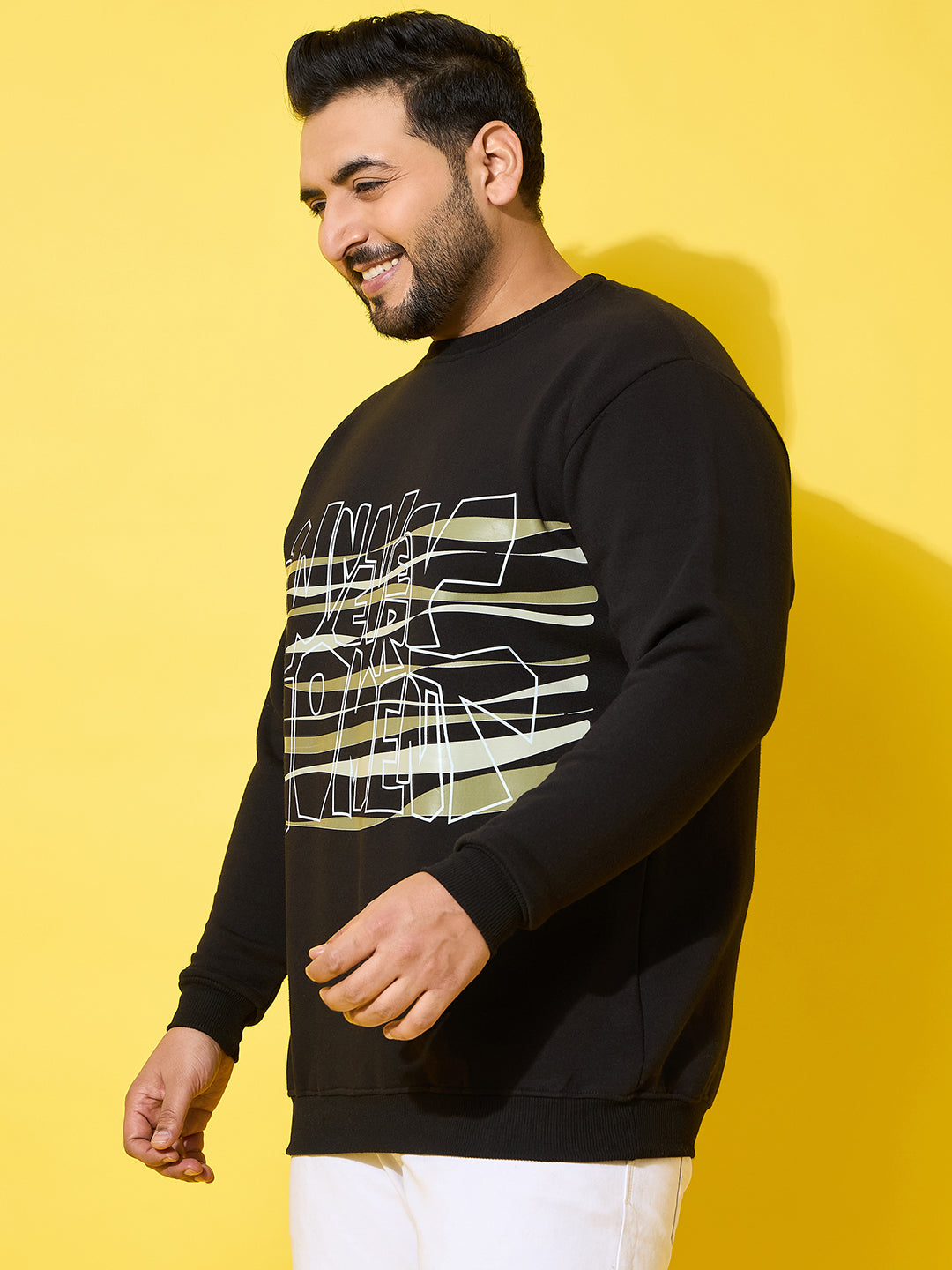 Men Plus Size Reign Black Printed Sweatshirt