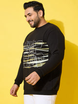 Men Plus Size Reign Black Printed Sweatshirt