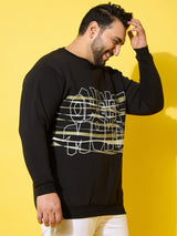 Men Plus Size Reign Black Printed Sweatshirt
