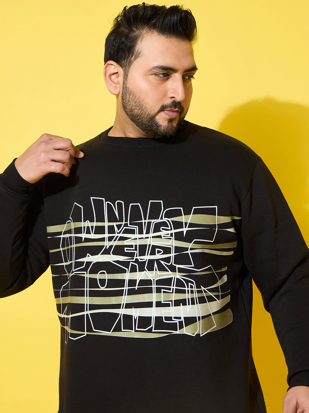Men Plus Size Reign Black Printed Sweatshirt