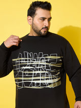 Men Plus Size Reign Black Printed Sweatshirt