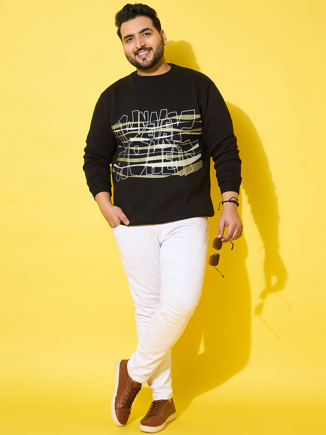 Men Plus Size Reign Black Printed Sweatshirt