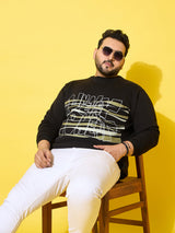 Men Plus Size Reign Black Printed Sweatshirt