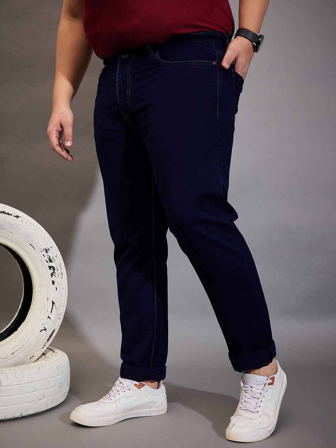 Men Plus Size Reky Solid Jeans - bigbanana