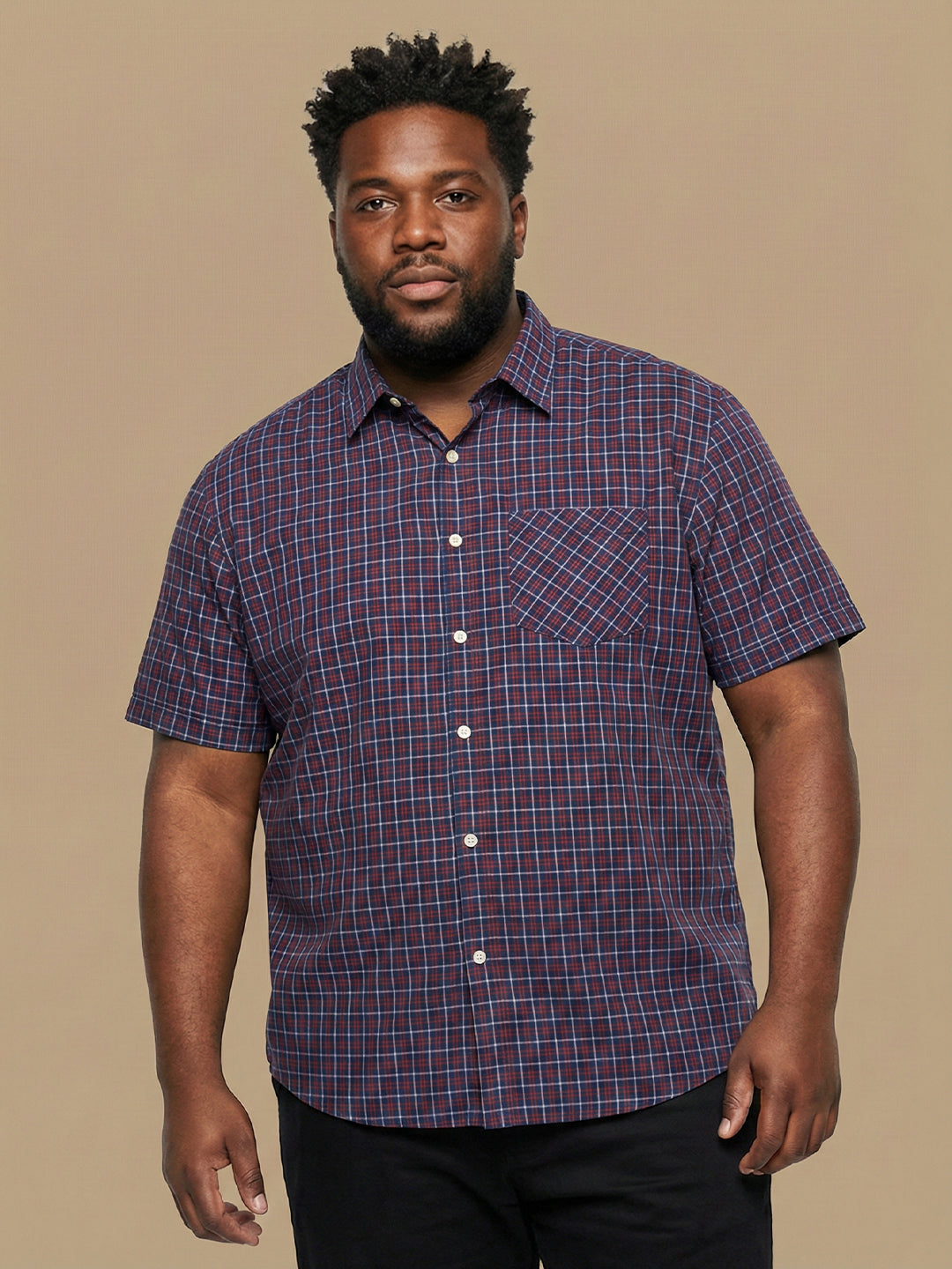 Men Plus Size Relativity Multicolor Checkered Casual Shirt