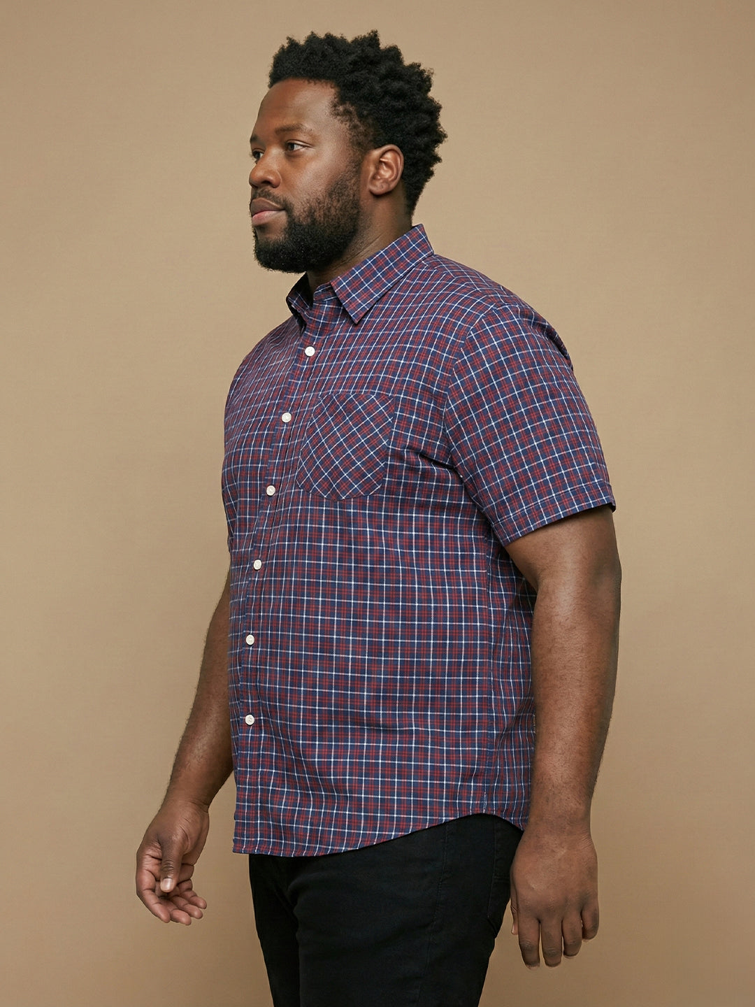 Men Plus Size Relativity Multicolor Checkered Casual Shirt