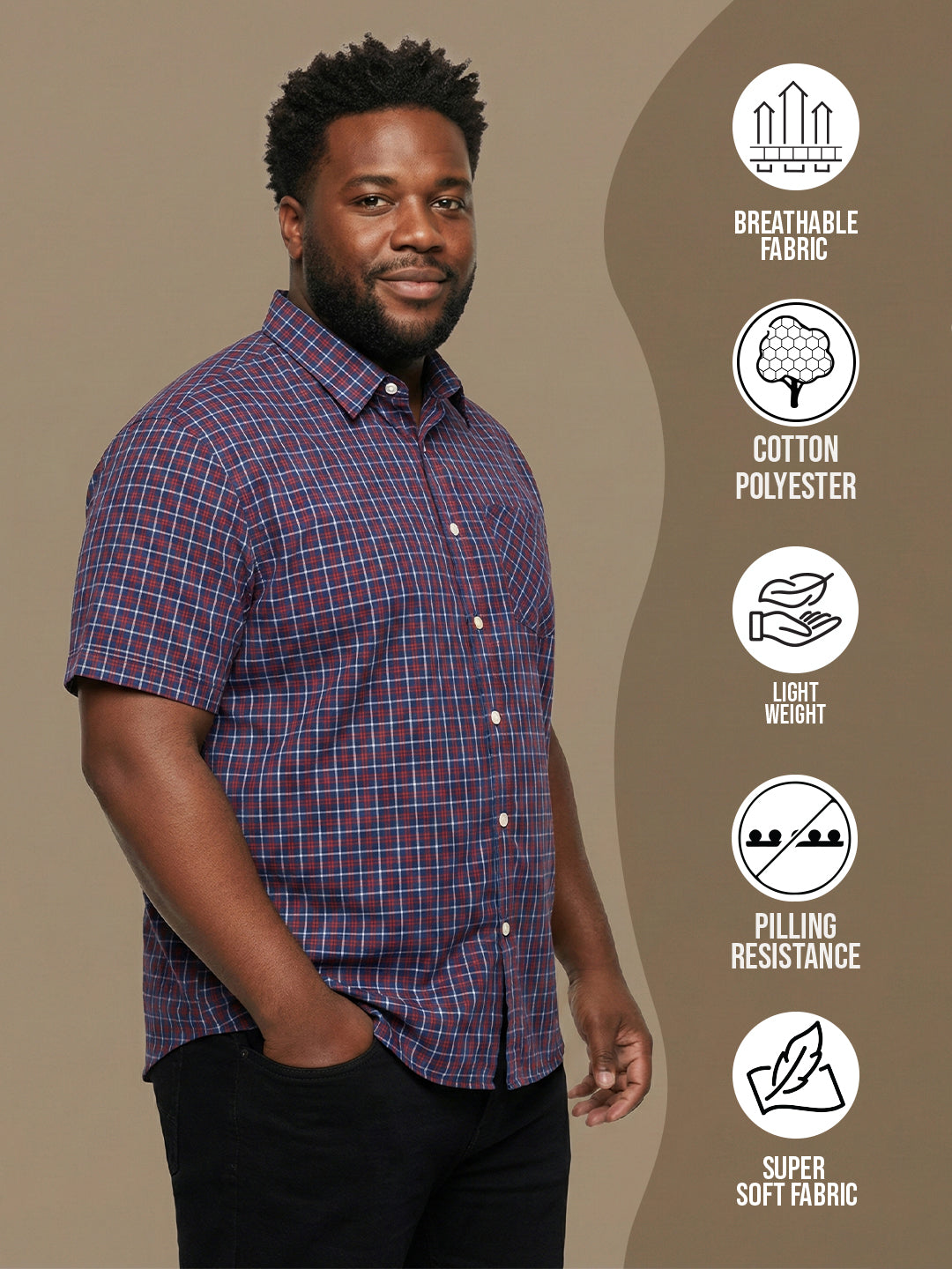 Men Plus Size Relativity Multicolor Checkered Casual Shirt