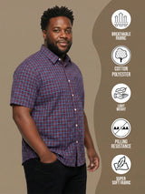 Men Plus Size Relativity Multicolor Checkered Casual Shirt