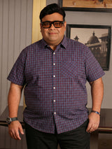 Men Plus Size Relativity Multicolor Checkered Casual Shirt