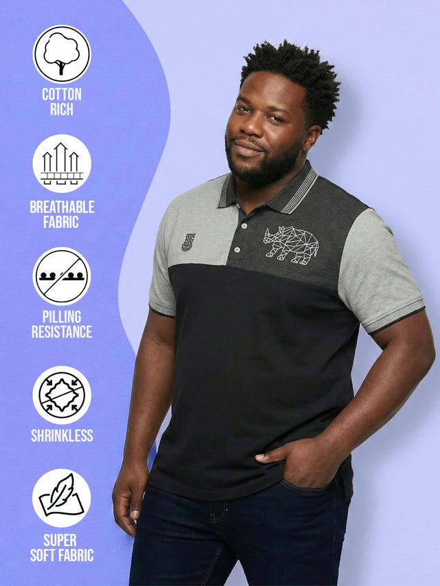 Men Plus Size Relent Colorblock Polo Tshirt